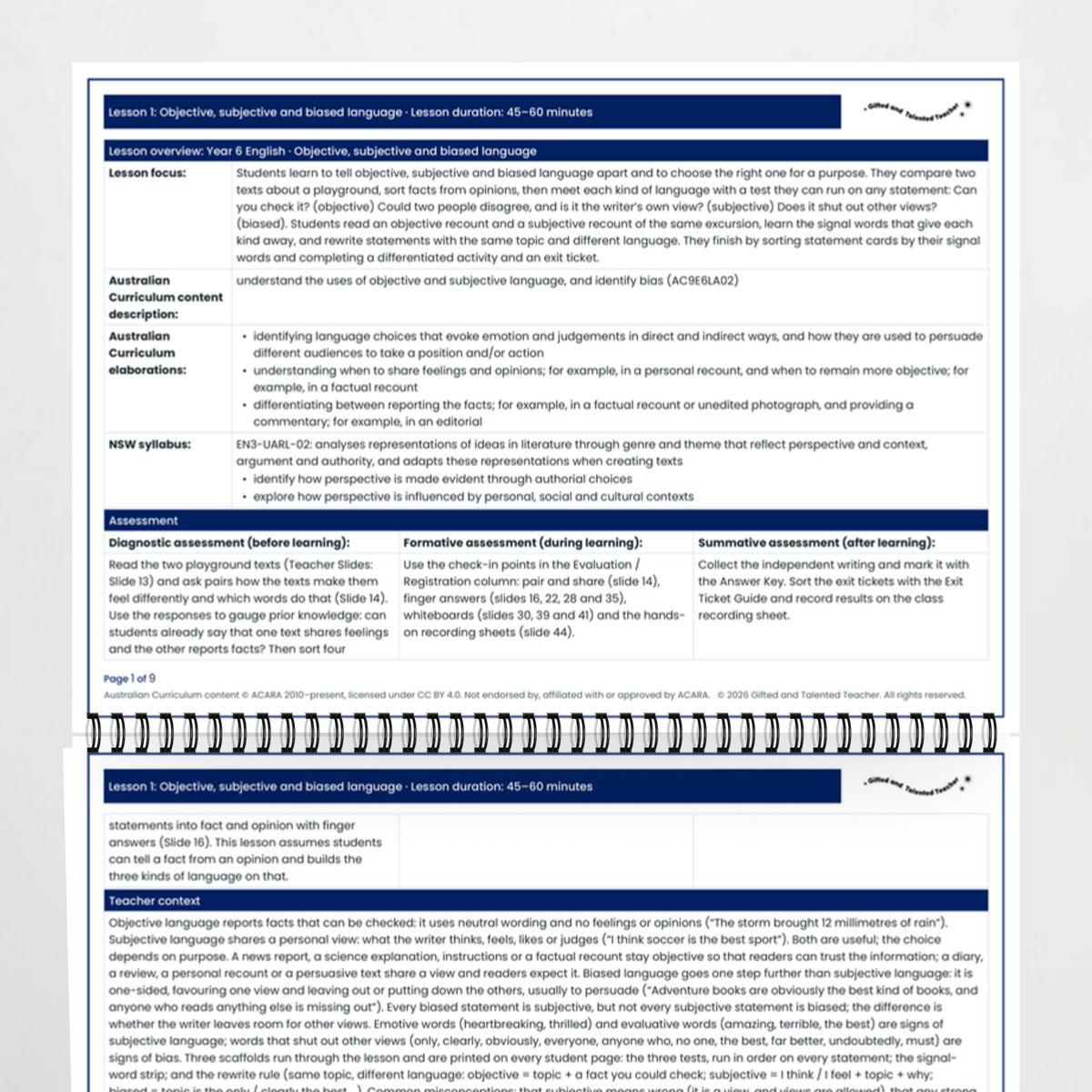 Lesson plan 1 – Objective, Subjective and Biased Language
