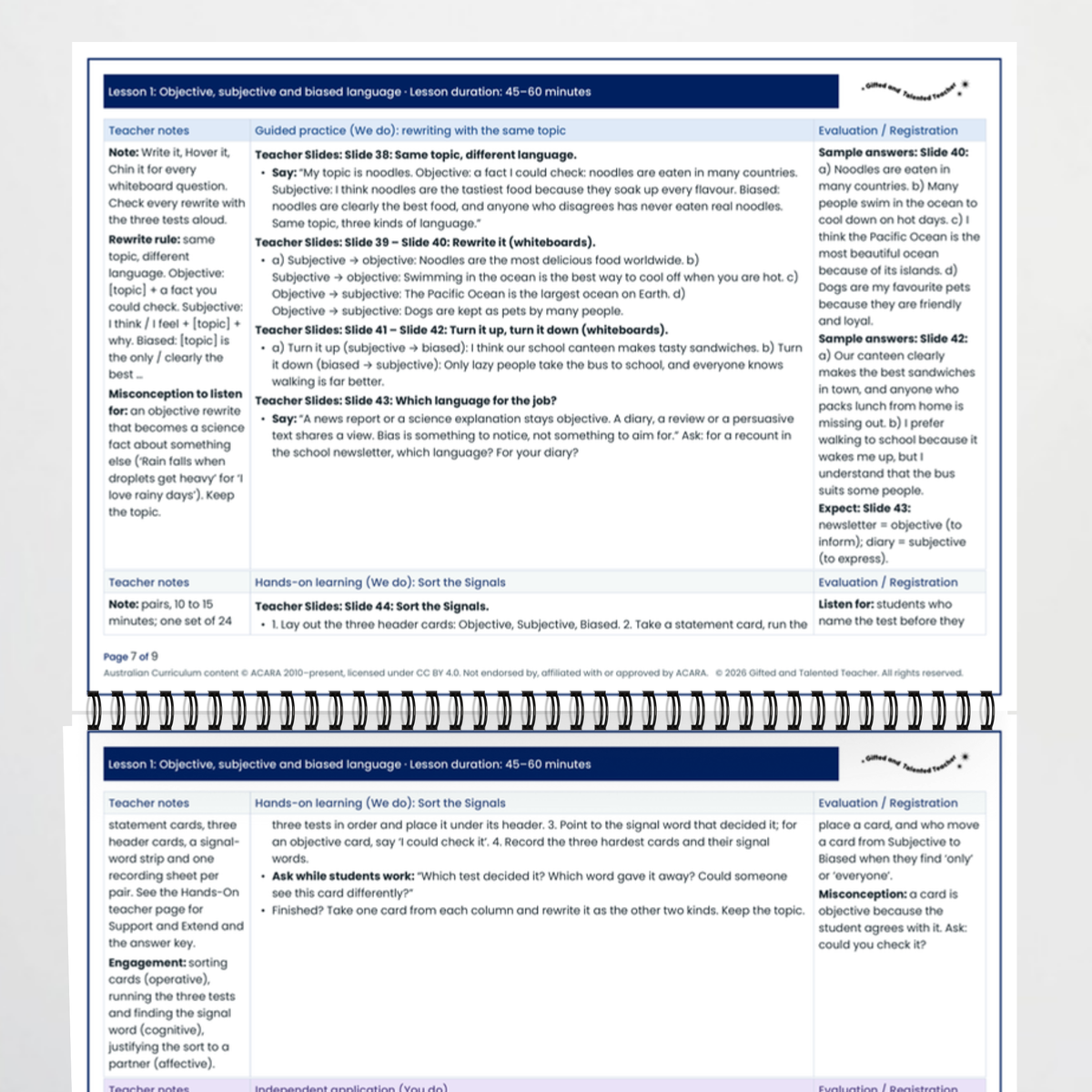 Teacher documents 1 – Objective, Subjective and Biased Language