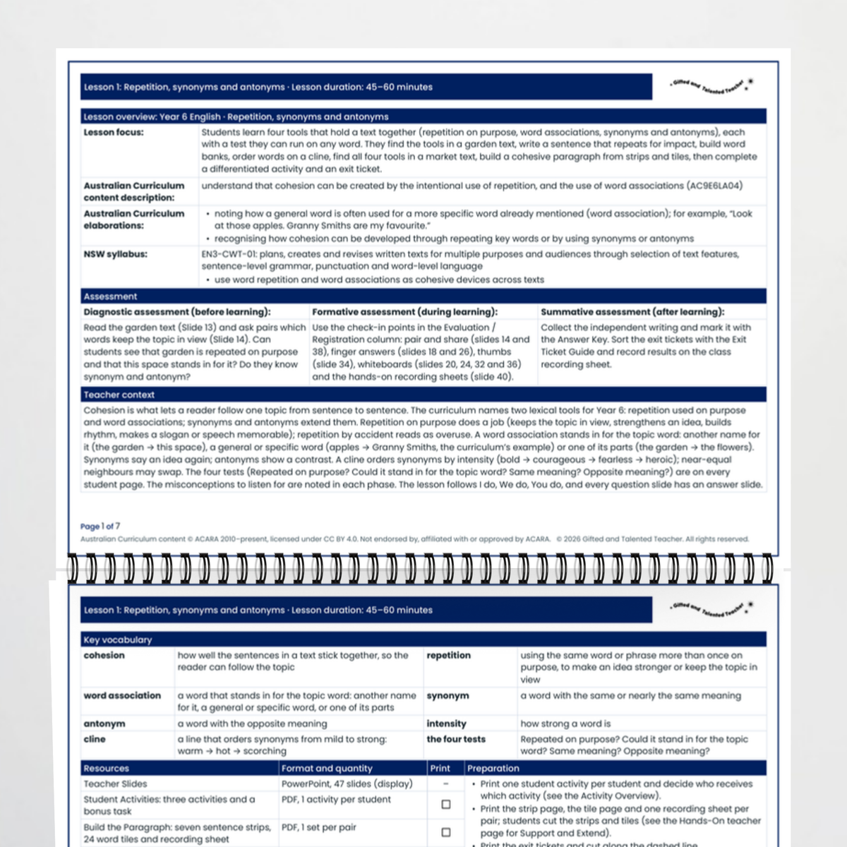 Lesson plan 1 – Repetition, Synonyms and Antonyms