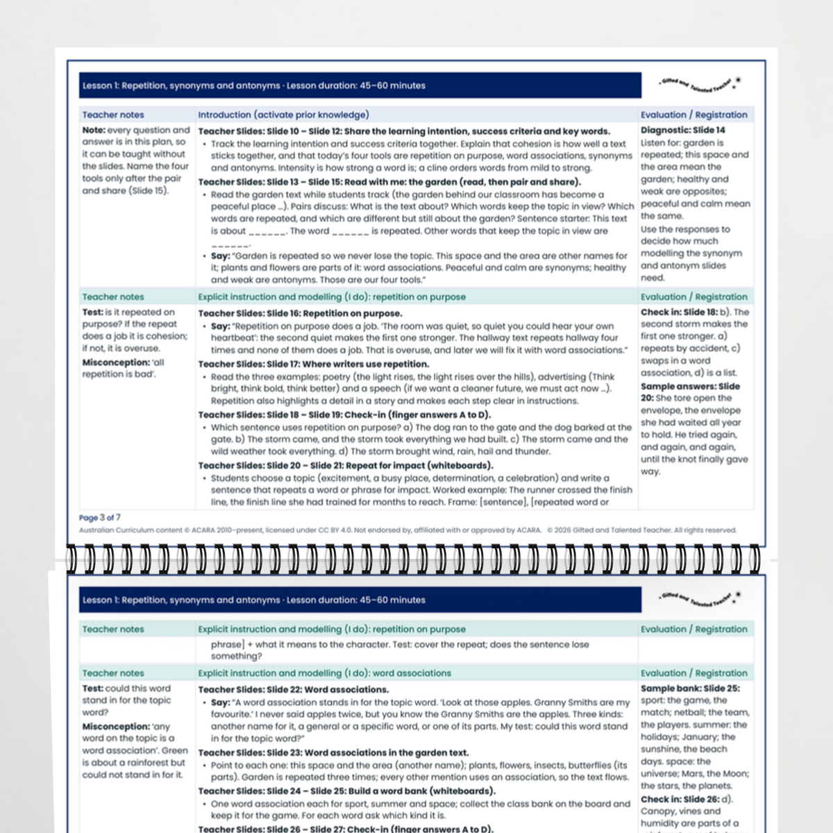 Lesson plan 2 – Repetition, Synonyms and Antonyms