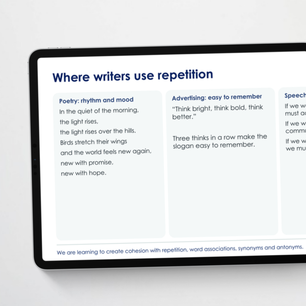 Teacher slides 2 – Repetition, Synonyms and Antonyms