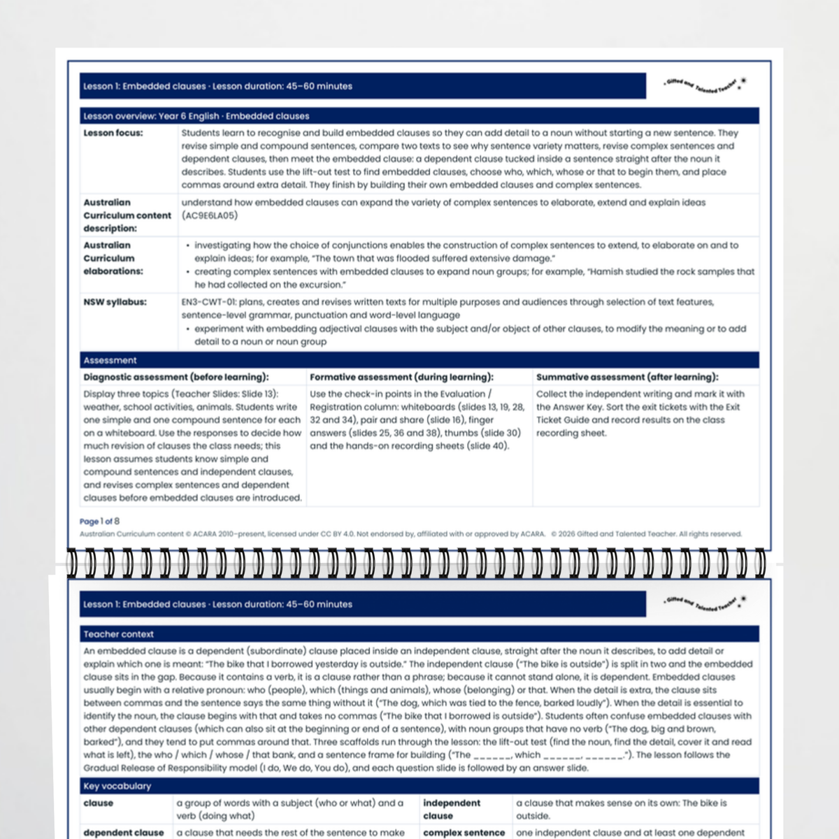 Lesson plan 1 – Embedded Clauses