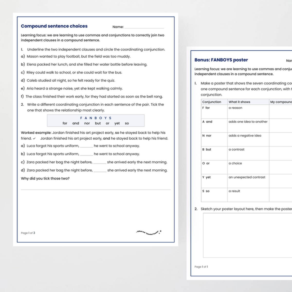 Student activity 2 – Commas in Compound Sentences