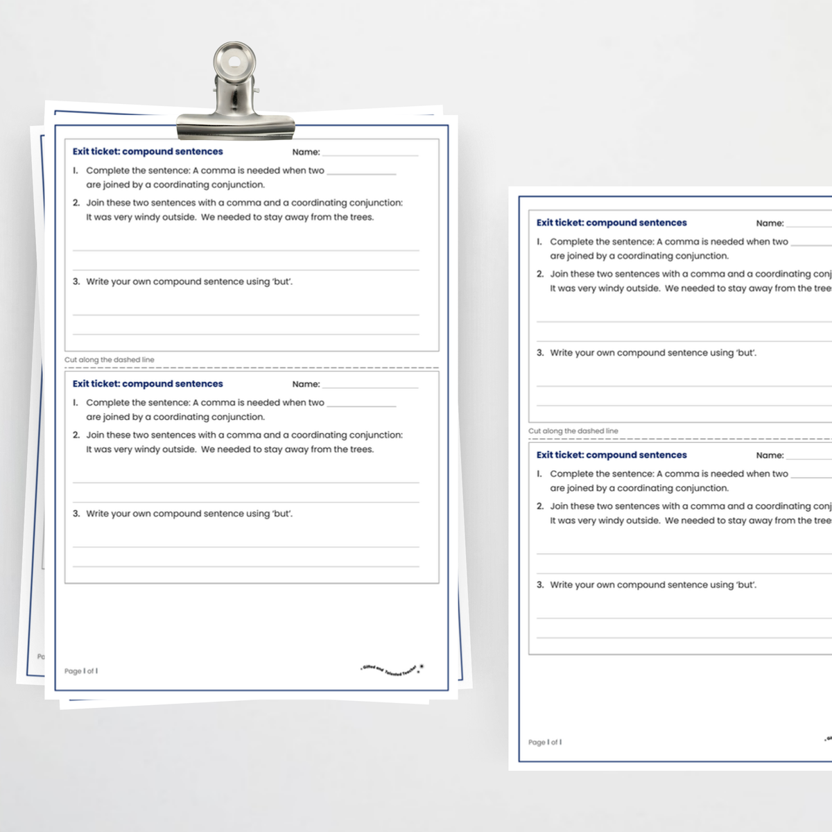 Exit ticket – Commas in Compound Sentences