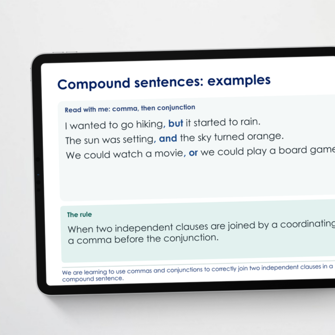 Teacher slides 2 – Commas in Compound Sentences