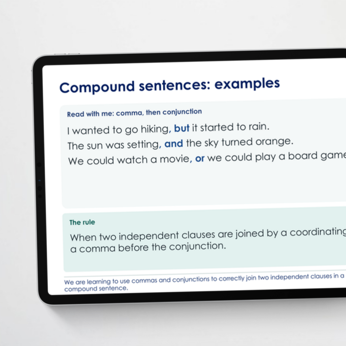 Teacher slides 2 – Commas in Compound Sentences