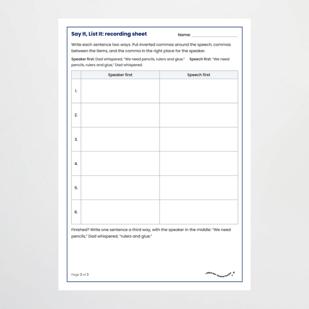 Hands-on activity 2 – Commas in Lists and Dialogue