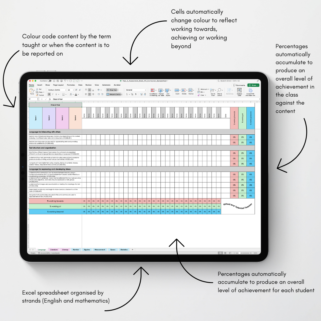 Digital Assessment Book - Victorian Curriculum 2.0 - Teacher Resources & Classroom Decor