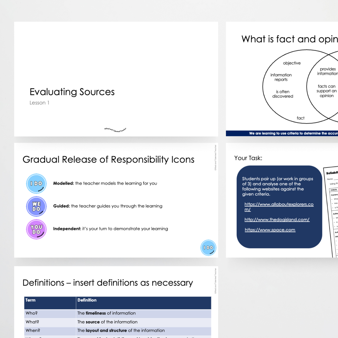 Evaluating Sources Learning Teacher Slides | Responding to Literature