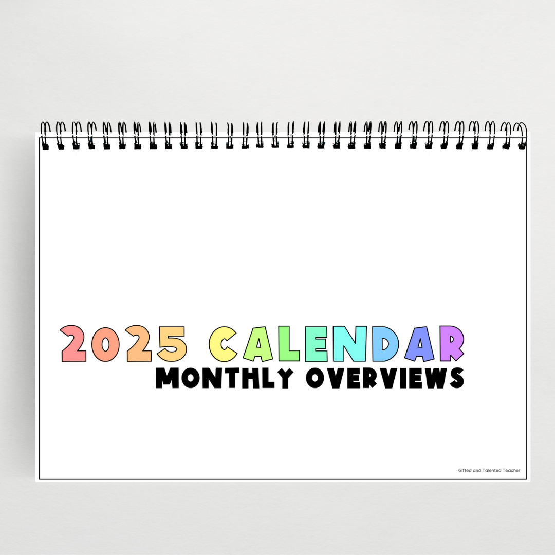 2025 Calendar: Bright Rainbow