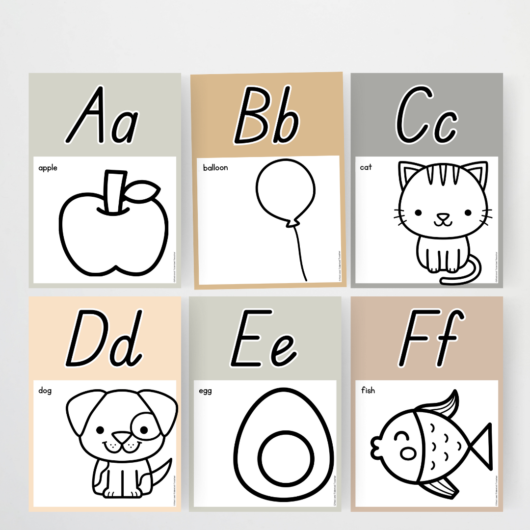 Matisse: A4 Alphabet Posters - Neutral [2 Versions: Lower Grades AND Upper Grades]