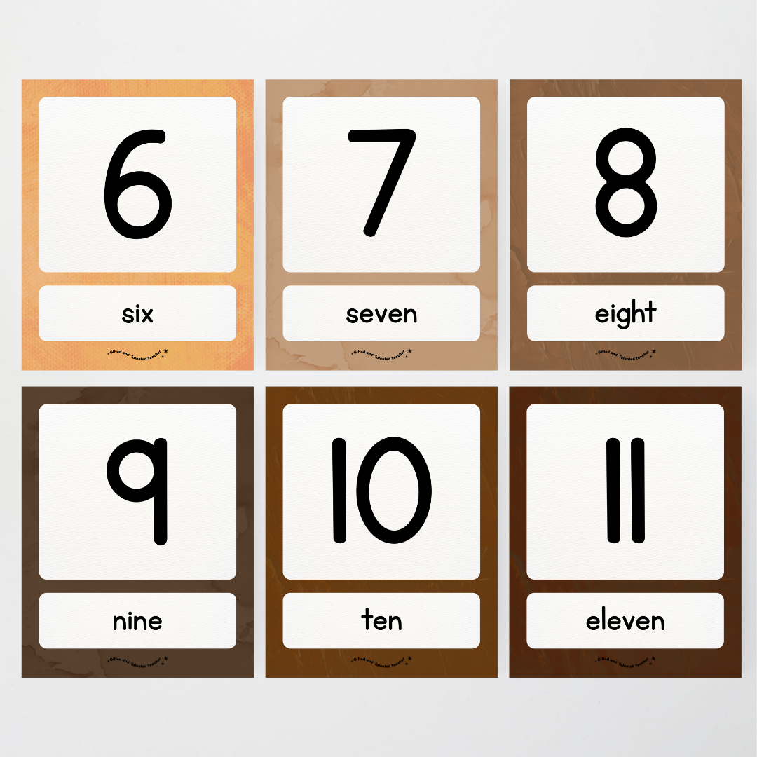 Number Posters Numerical Form and Word Form - Neutral Classroom Decor - Teacher Resources & Classroom Decor