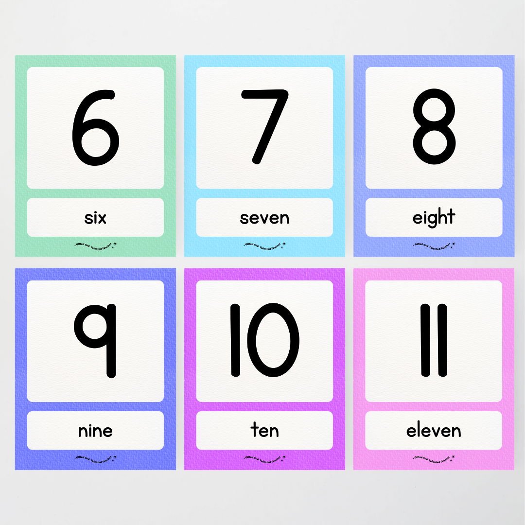 Number Posters Numerical Form and Word Form - Rainbow Classroom Decor - Teacher Resources & Classroom Decor