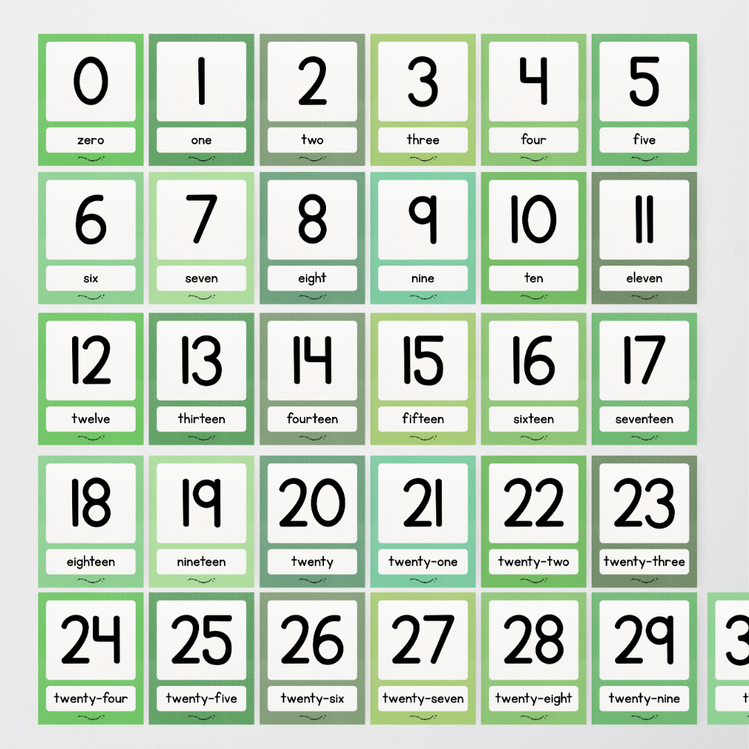 Number Posters Numerical Form and Word Form - Leafy Greens Classroom Decor - Teacher Resources & Classroom Decor