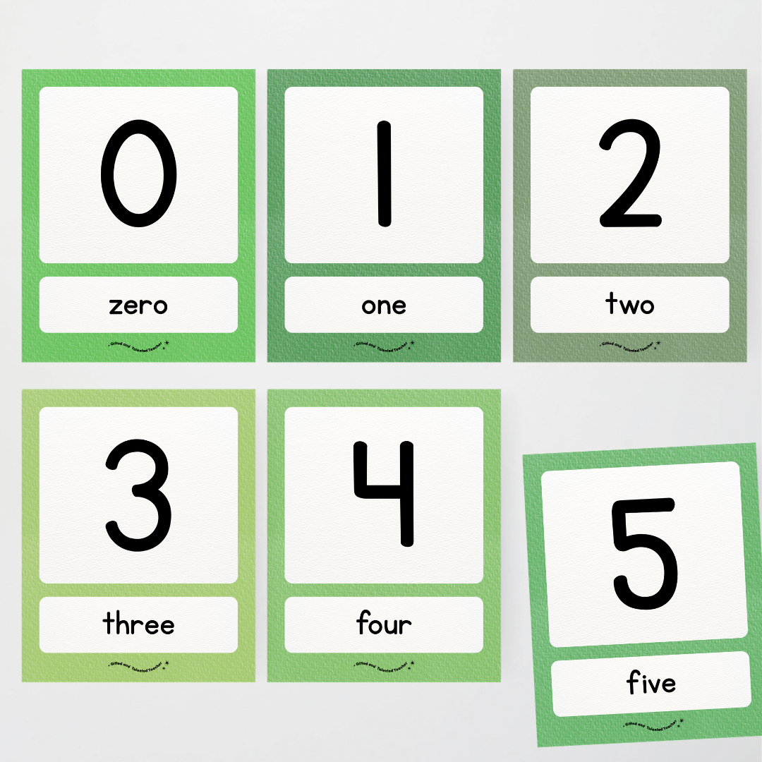 Number Posters Numerical Form and Word Form - Leafy Greens Classroom Decor - Teacher Resources & Classroom Decor