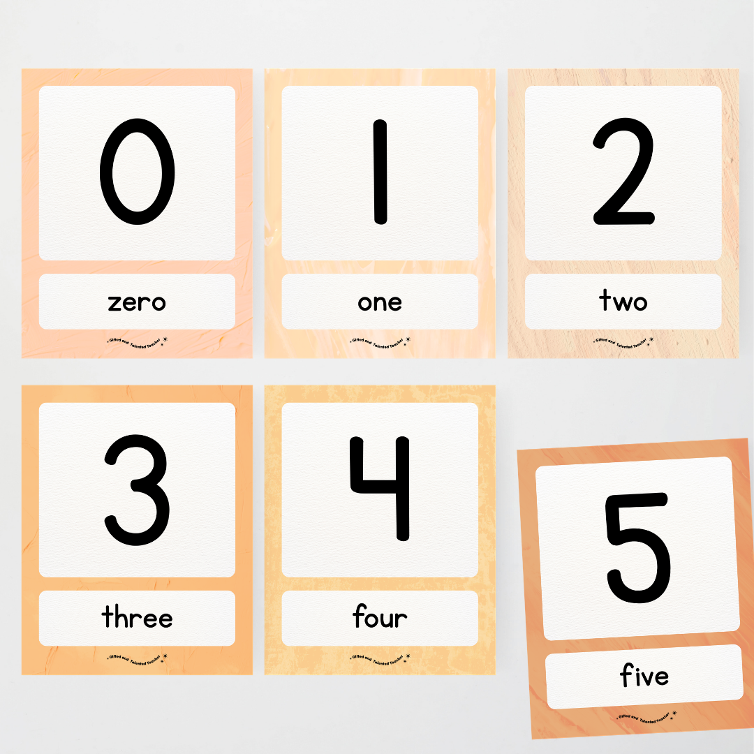 Number Posters Numerical Form and Word Form - Neutral Classroom Decor - Teacher Resources & Classroom Decor