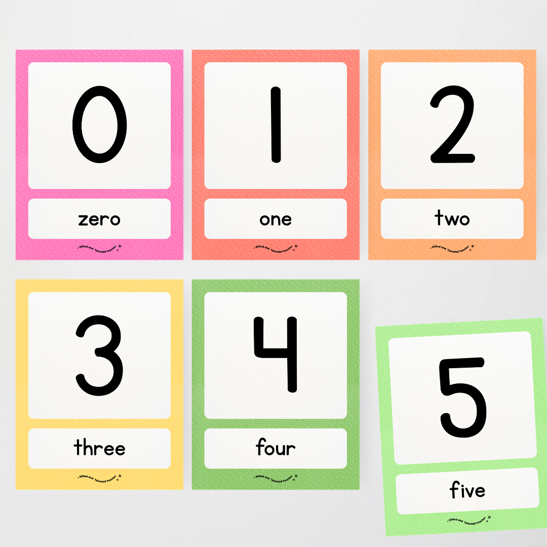 Number Posters Numerical Form and Word Form - Rainbow Classroom Decor - Teacher Resources & Classroom Decor