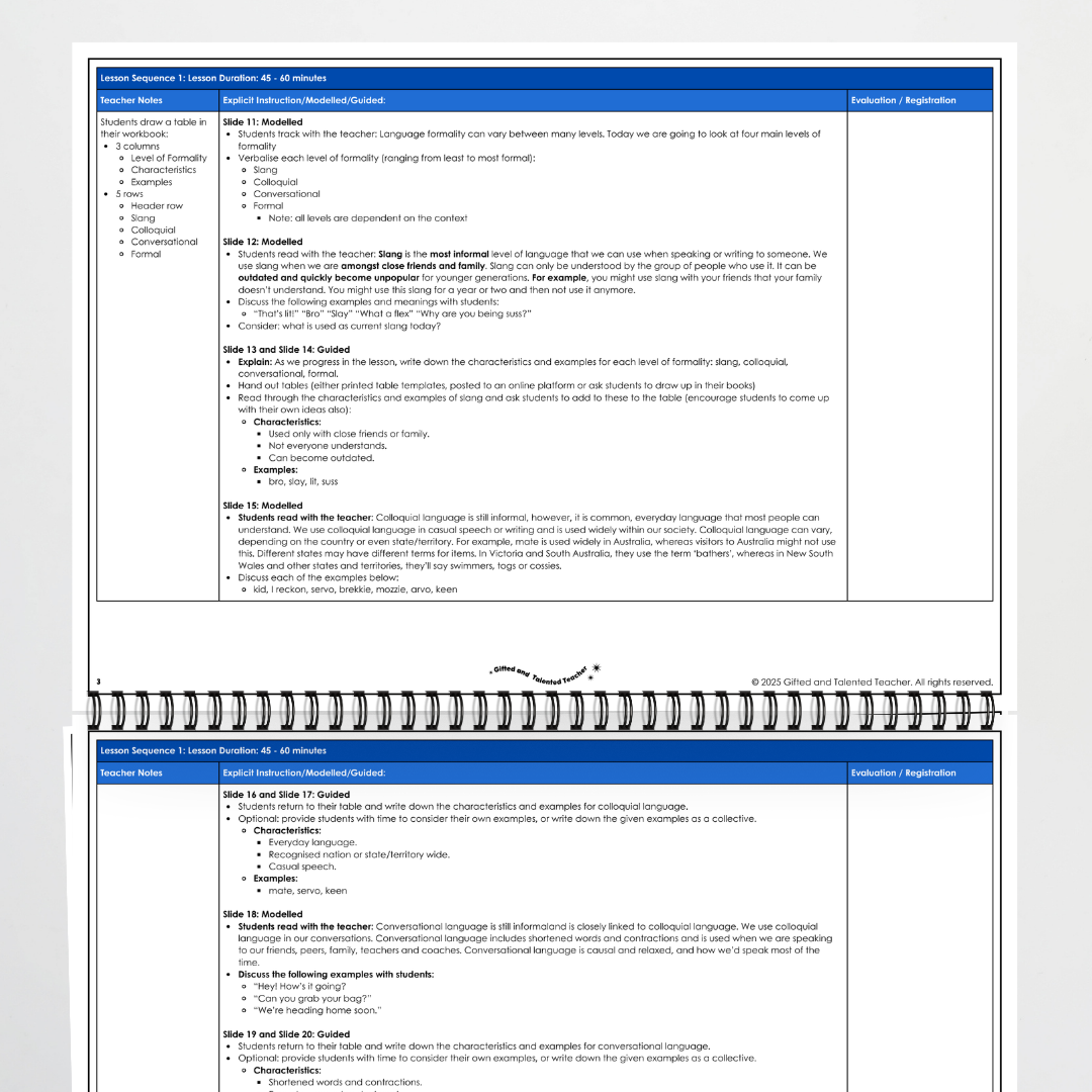 Year 6 Bundle: Levels of Formality in Text - Lesson Plan, Slides and Activities - Teacher Resources & Classroom Decor