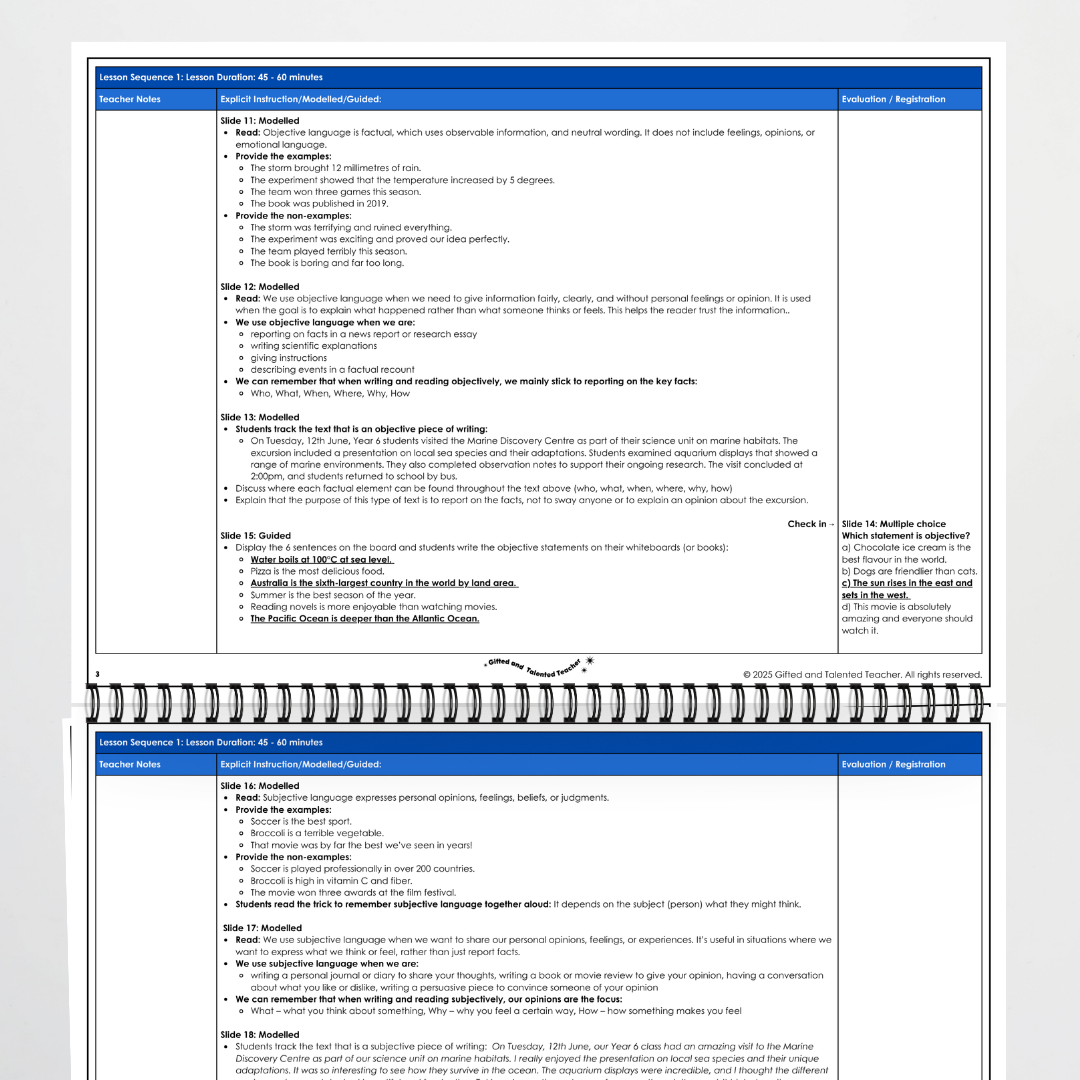 Year 6: Objective, Subjective and Bias Language Lesson Sequence - Teacher Resources & Classroom Decor