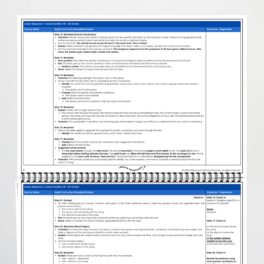 Year 5 Bundle: Precise Vocabulary - Lesson Plan, Slides and Activities