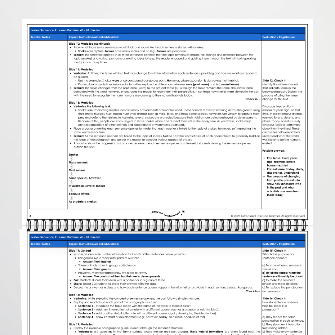 Year 5 Bundle: Sentence Openers - Lesson Plan, Slides and Activities