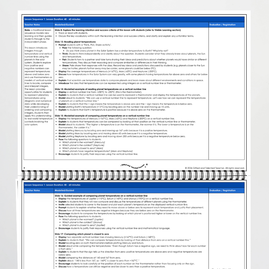 Year 6 Bundle: Integers Through Planet Temperature - Lesson Plan, Slides and Activities
