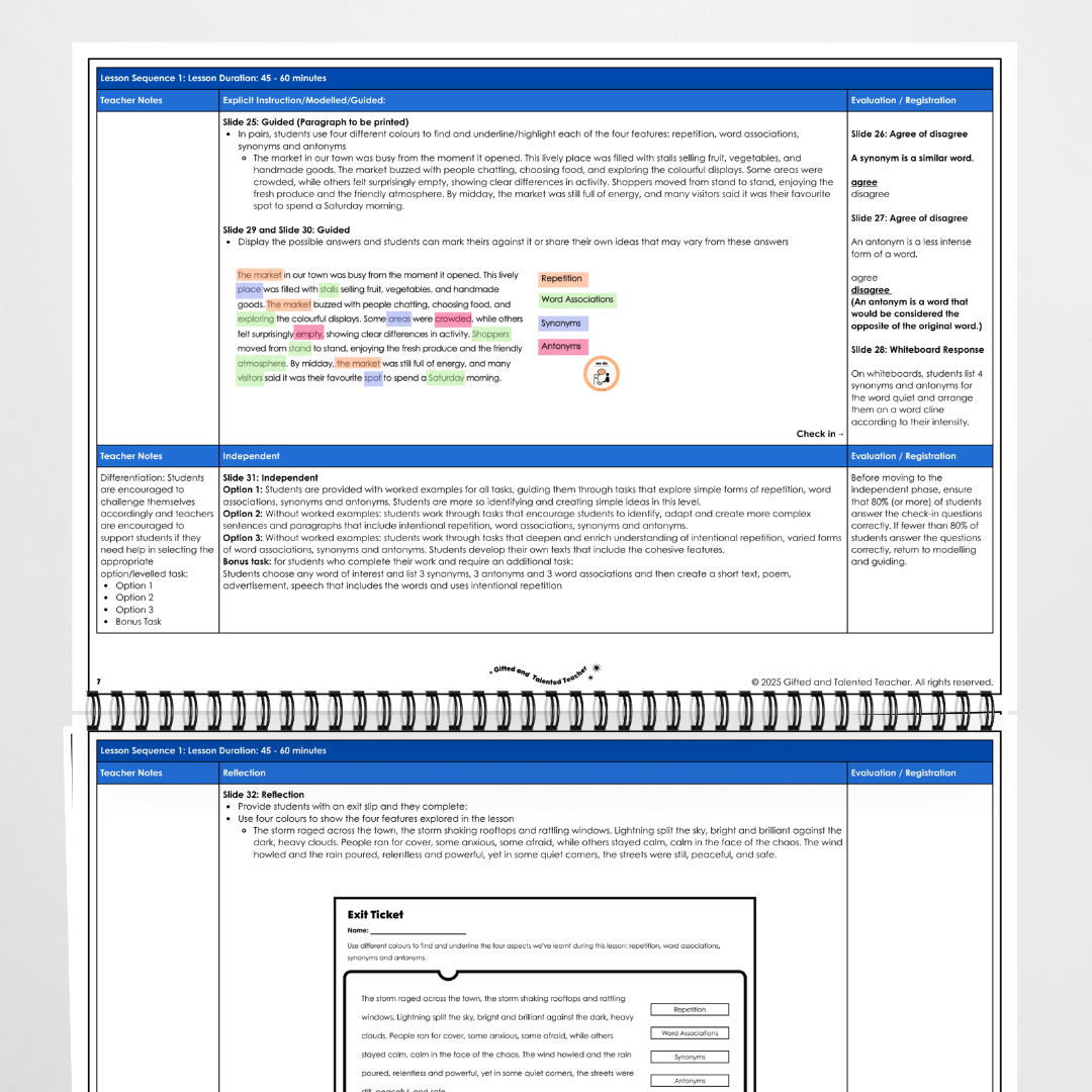 Year 6 Bundle: Repetition, Synonyms and Antonyms - Lesson Plan, Slides and Activities - Teacher Resources & Classroom Decor