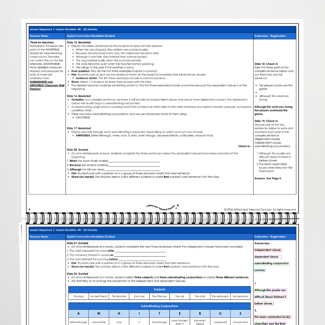 Year 5 Bundle: Complex Sentences and Clauses - Lesson Plan, Slides and Activities
