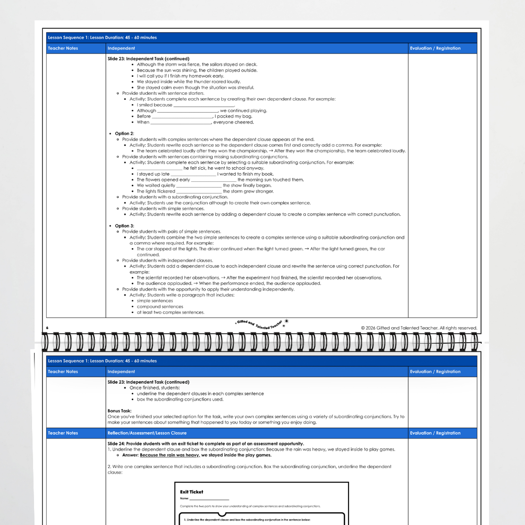 Year 5 Bundle: Complex Sentences and Clauses - Lesson Plan, Slides and Activities