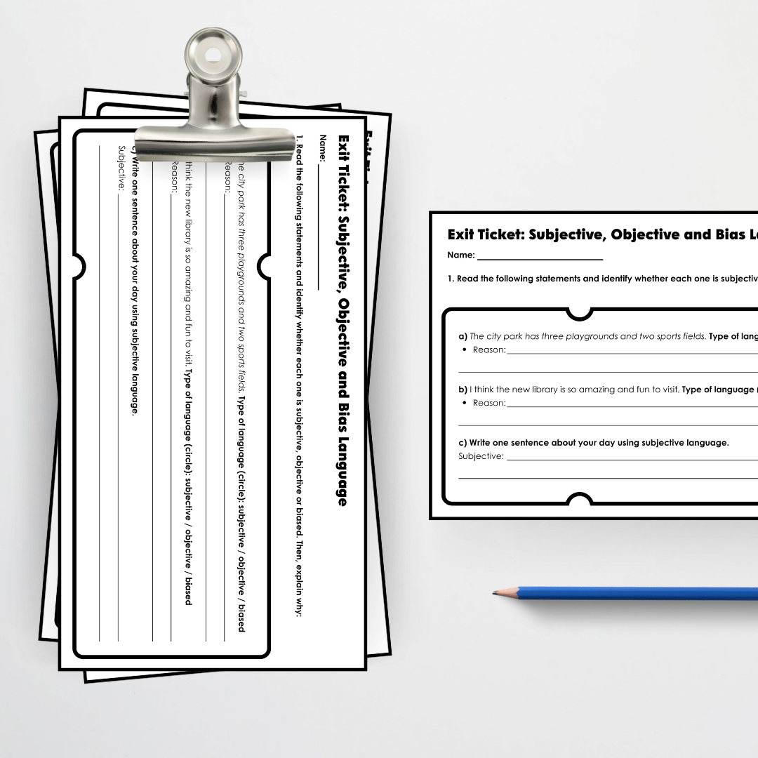 Year 6 Bundle: Objective, Subjective and Bias Language - Lesson Plan, Slides and Activities - Teacher Resources & Classroom Decor