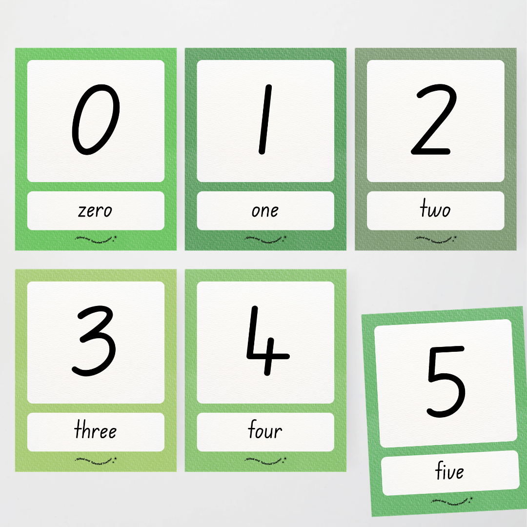 Number Posters Numerical Form and Word Form - Leafy Greens Classroom Decor - Teacher Resources & Classroom Decor
