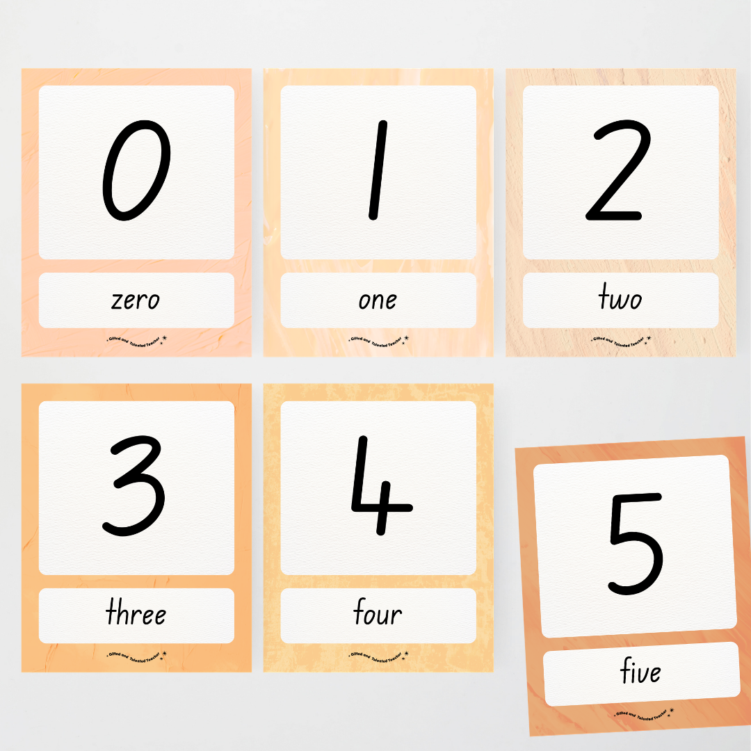 Number Posters Numerical Form and Word Form - Neutral Classroom Decor - Teacher Resources & Classroom Decor