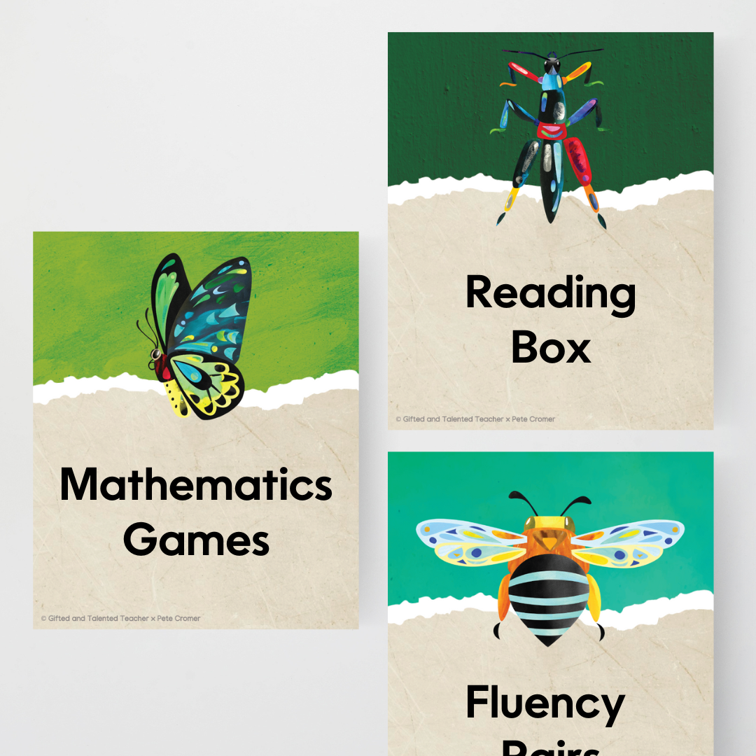 Pete Cromer: Book Box Labels - Insect Life Classroom Decor
