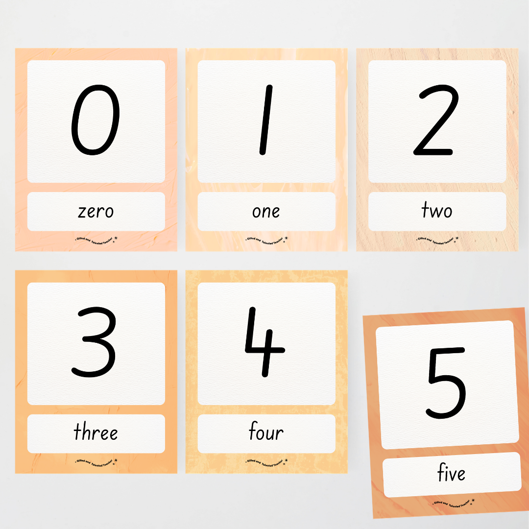Number Posters Numerical Form and Word Form - Neutral Classroom Decor - Teacher Resources & Classroom Decor