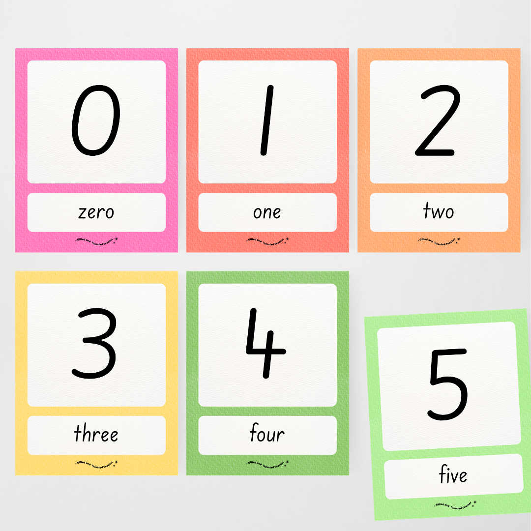 Number Posters Numerical Form and Word Form - Rainbow Classroom Decor - Teacher Resources & Classroom Decor