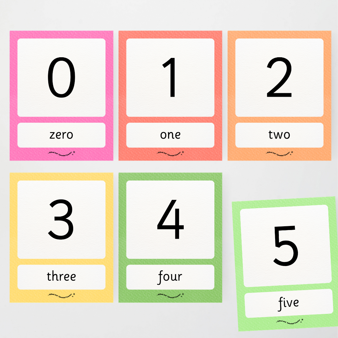 Number Posters Numerical Form and Word Form - Rainbow Classroom Decor - Teacher Resources & Classroom Decor