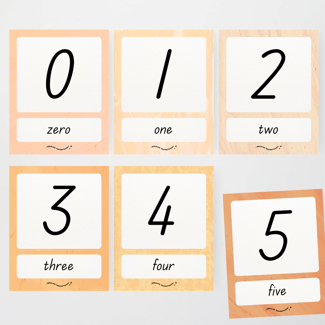 Number Posters Numerical Form and Word Form - Neutral Classroom Decor - Teacher Resources & Classroom Decor