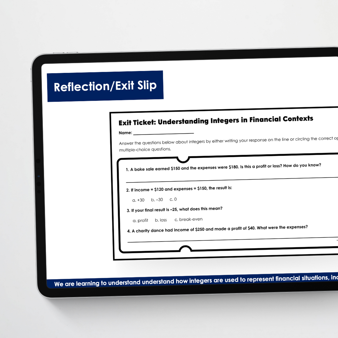 Year 6: Understanding Integers in Financial Contexts Teacher Slides