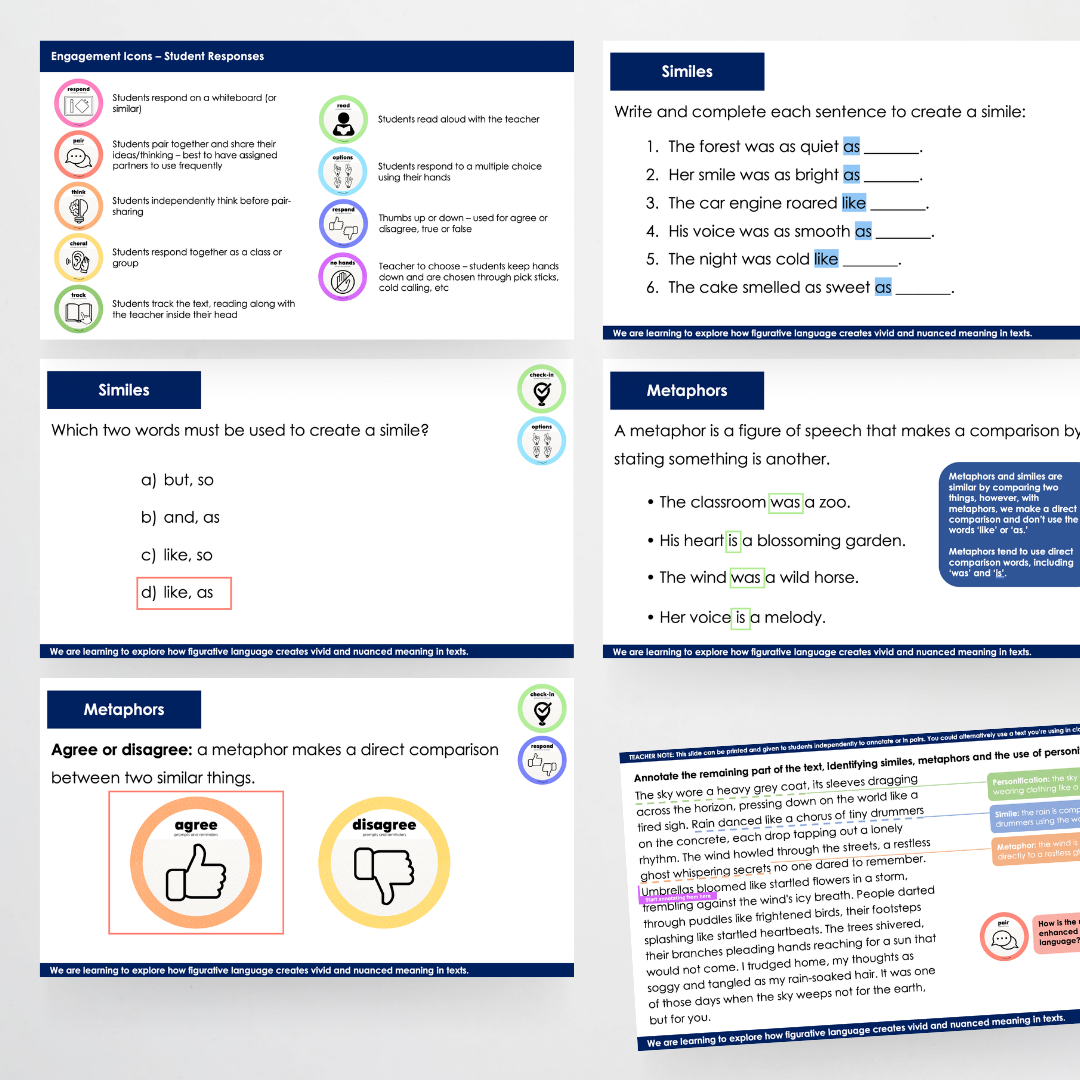 Year 6 Bundle: Similes, Metaphors and Personification - Lesson Plan, Slides and Activities - Teacher Resources & Classroom Decor