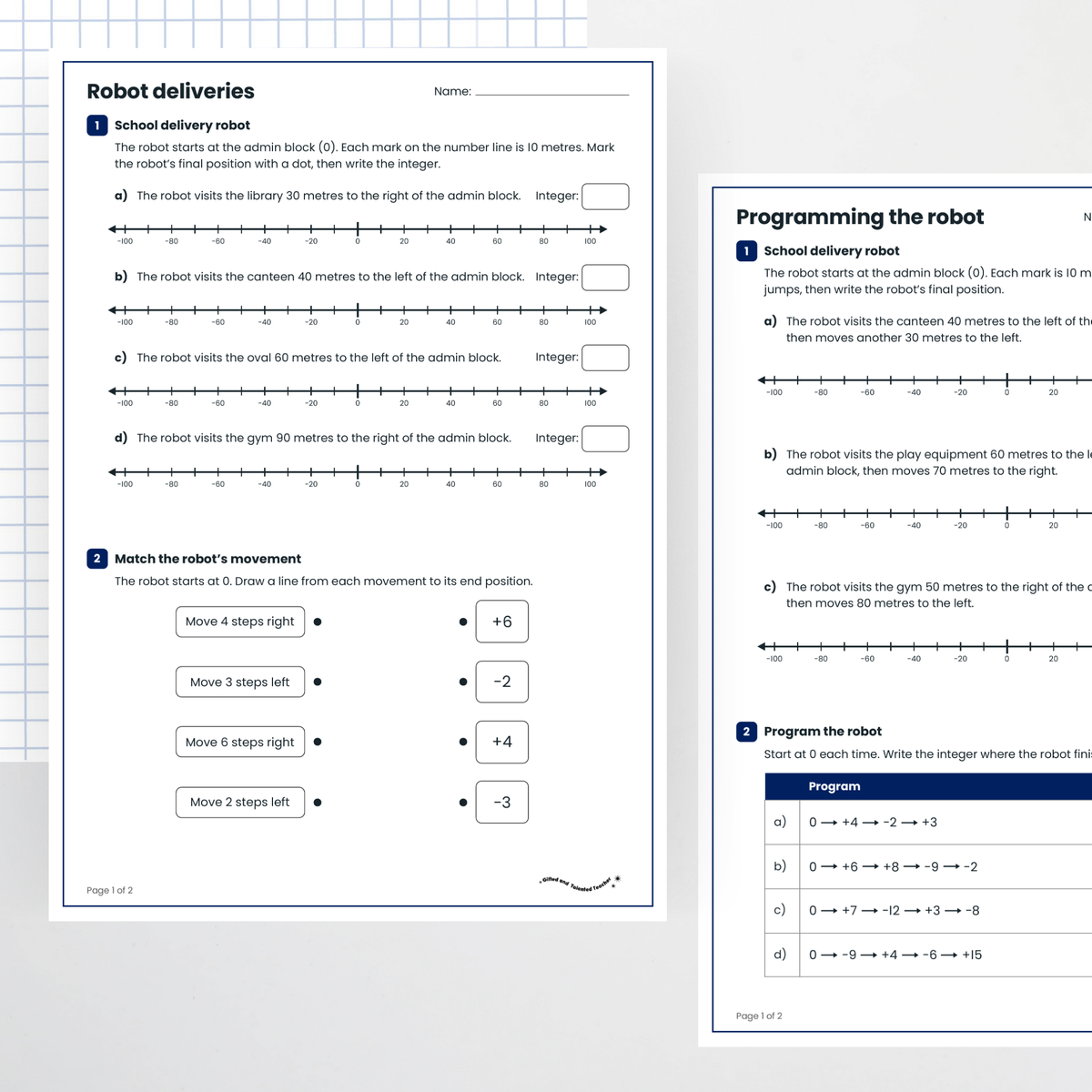 Student activities: question pages – Understanding Direction with Integers
