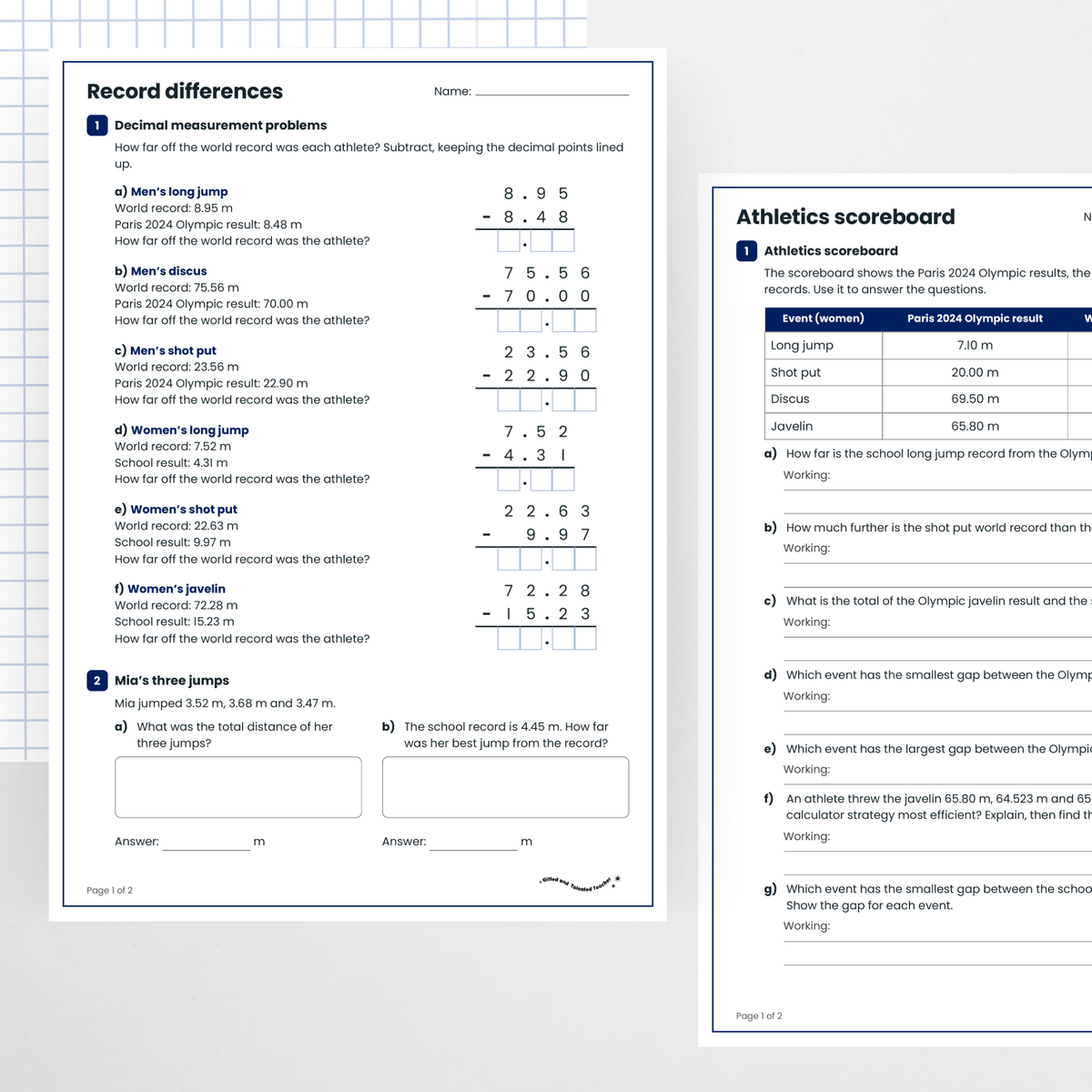 Student activities: question pages – Applying Decimal Addition and Subtraction in Measurement