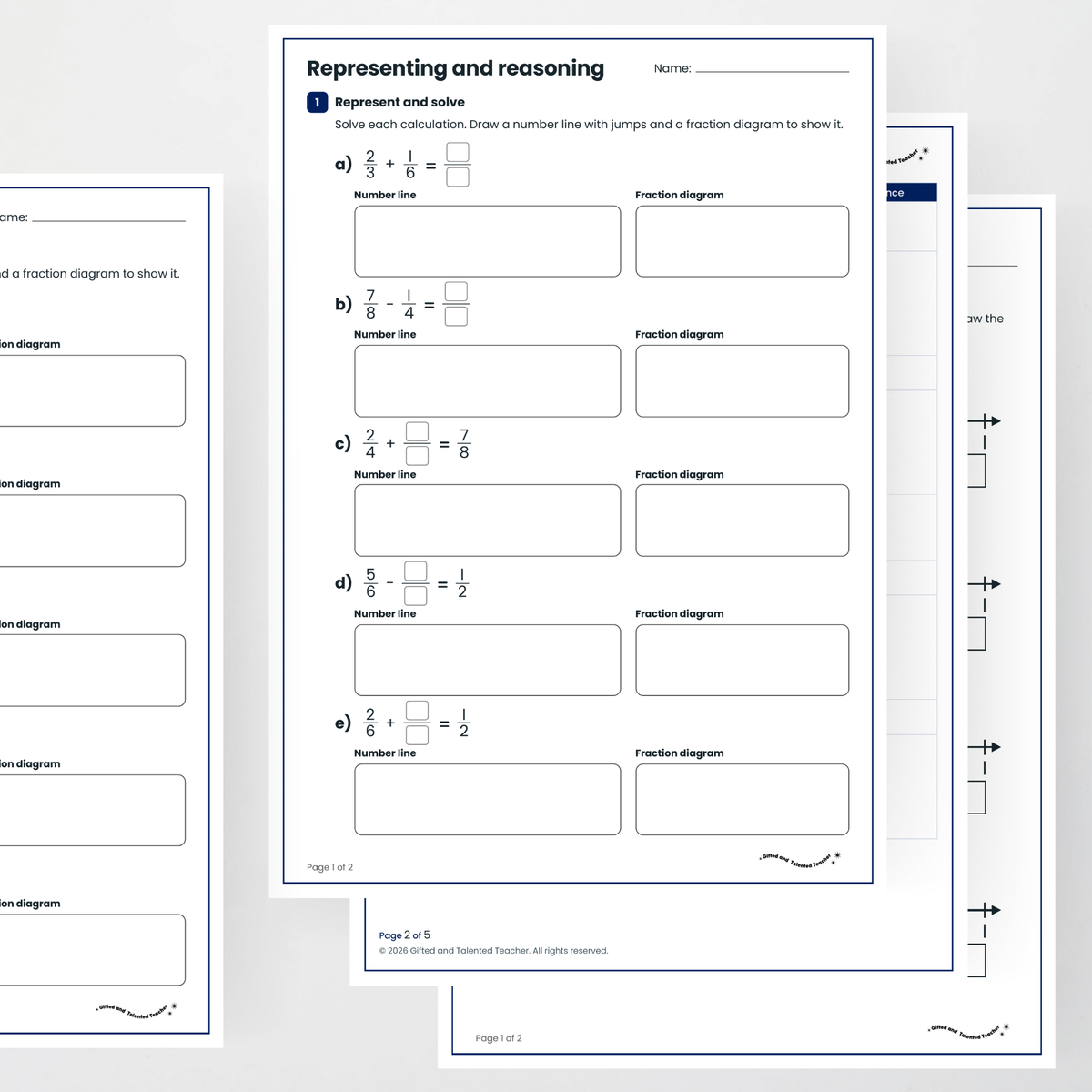 Student activity and answer key – Using Number Lines and Fraction Diagrams