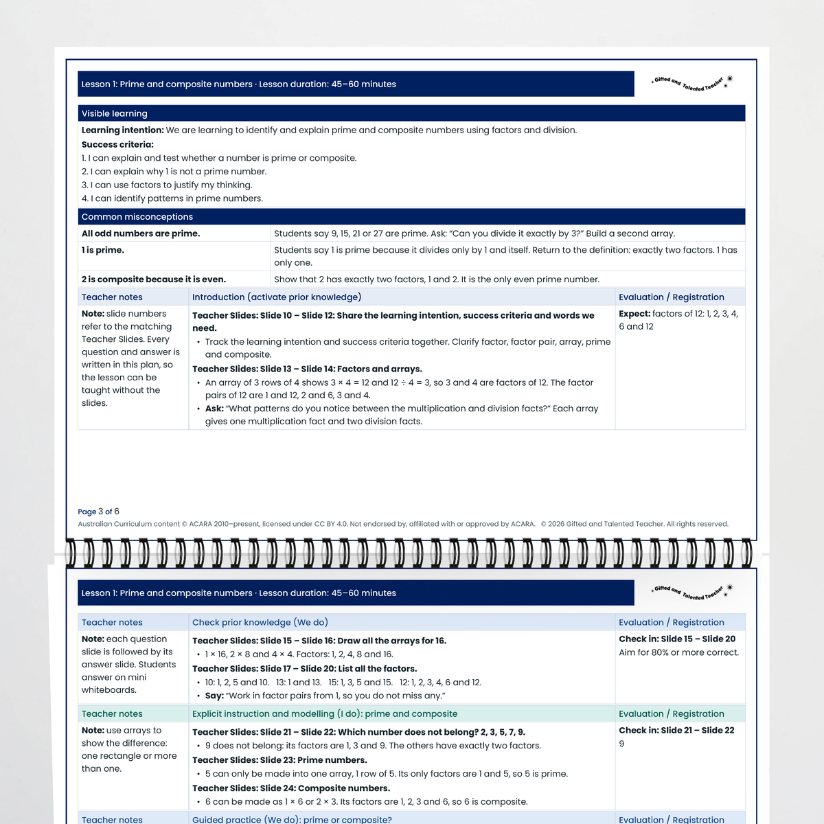 Lesson plan pages – Prime and Composite Numbers