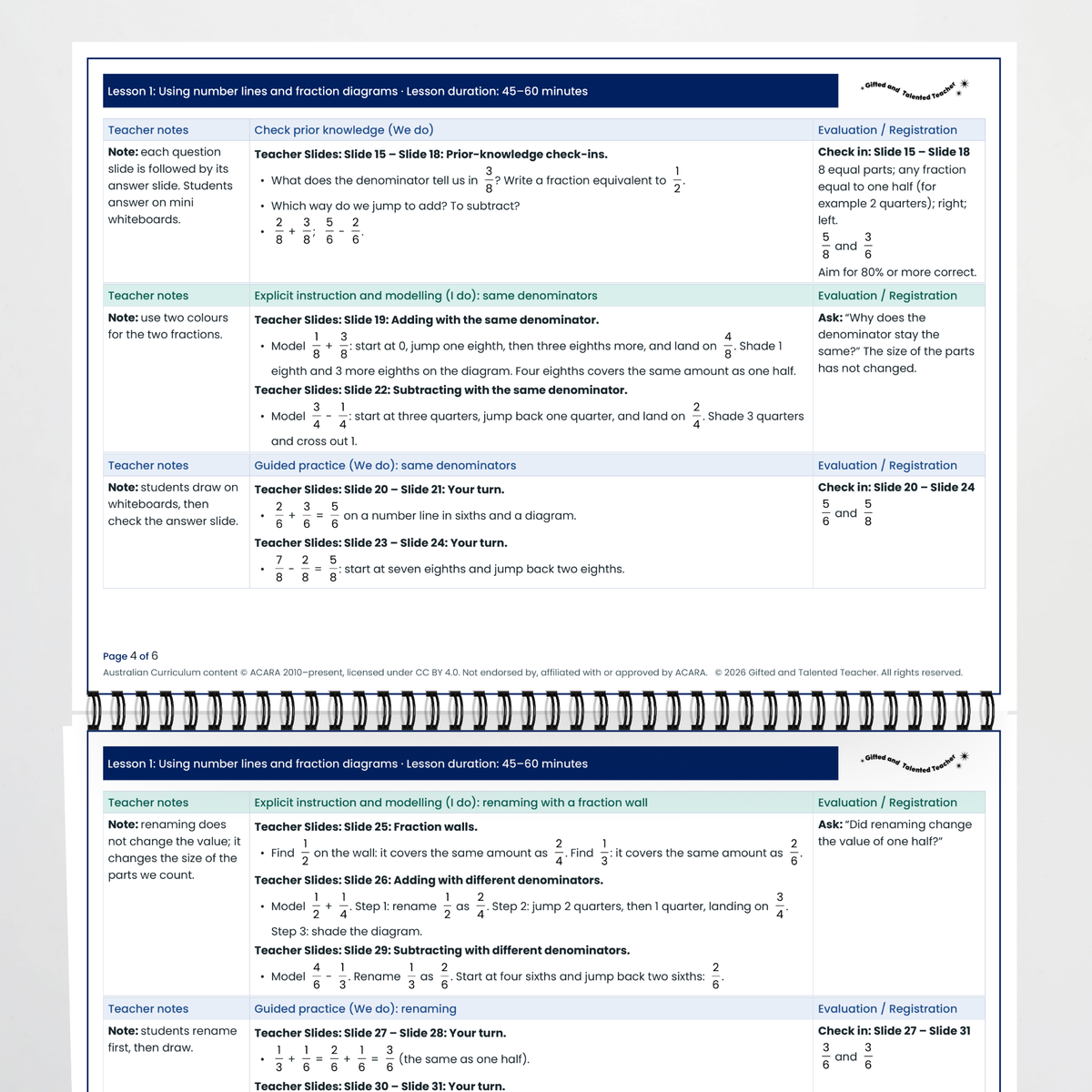 Lesson plan pages – Using Number Lines and Fraction Diagrams