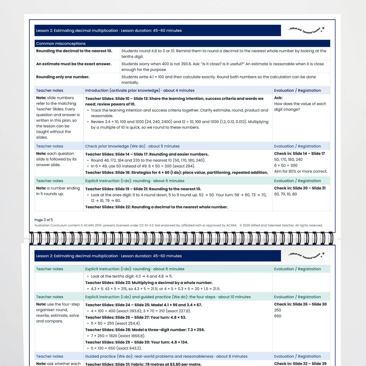 Lesson plan pages – Estimating Decimal Multiplication