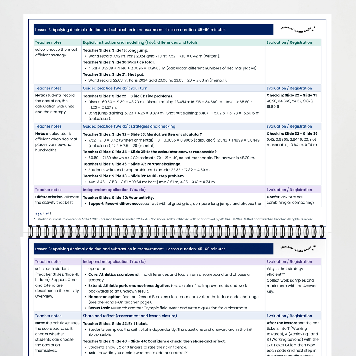 Lesson plan pages – Applying Decimal Addition and Subtraction in Measurement