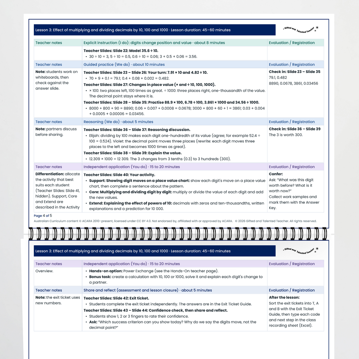 Lesson plan pages – Effect of Multiplying and Dividing Decimals by 10, 100 and 1000