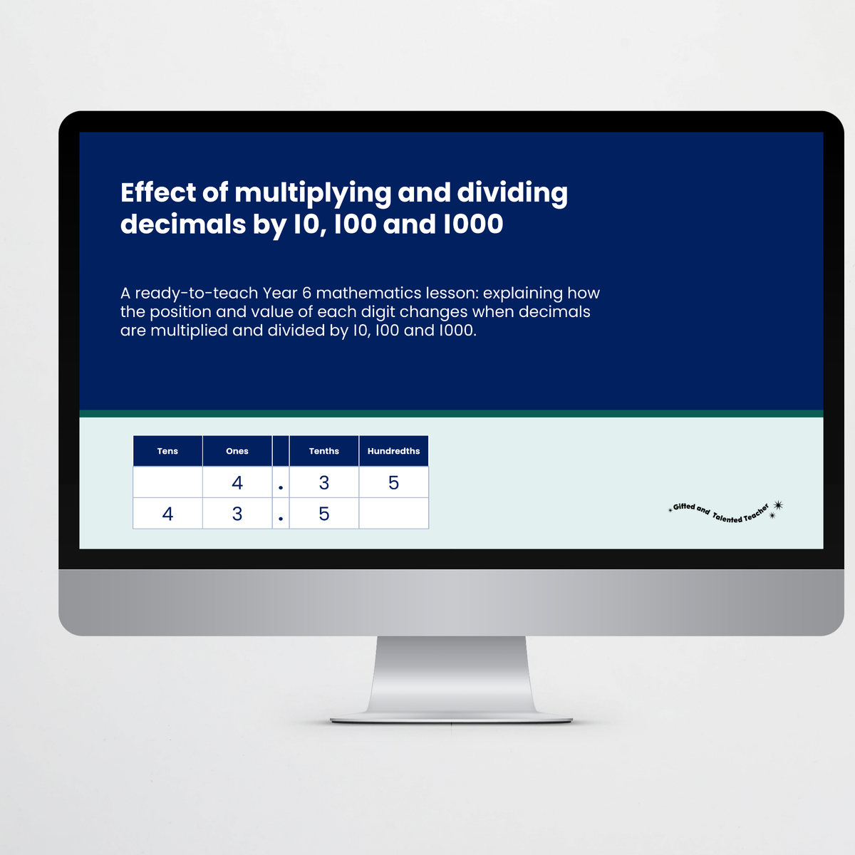 Teacher slides: lesson title slide – Effect of Multiplying and Dividing Decimals by 10, 100 and 1000