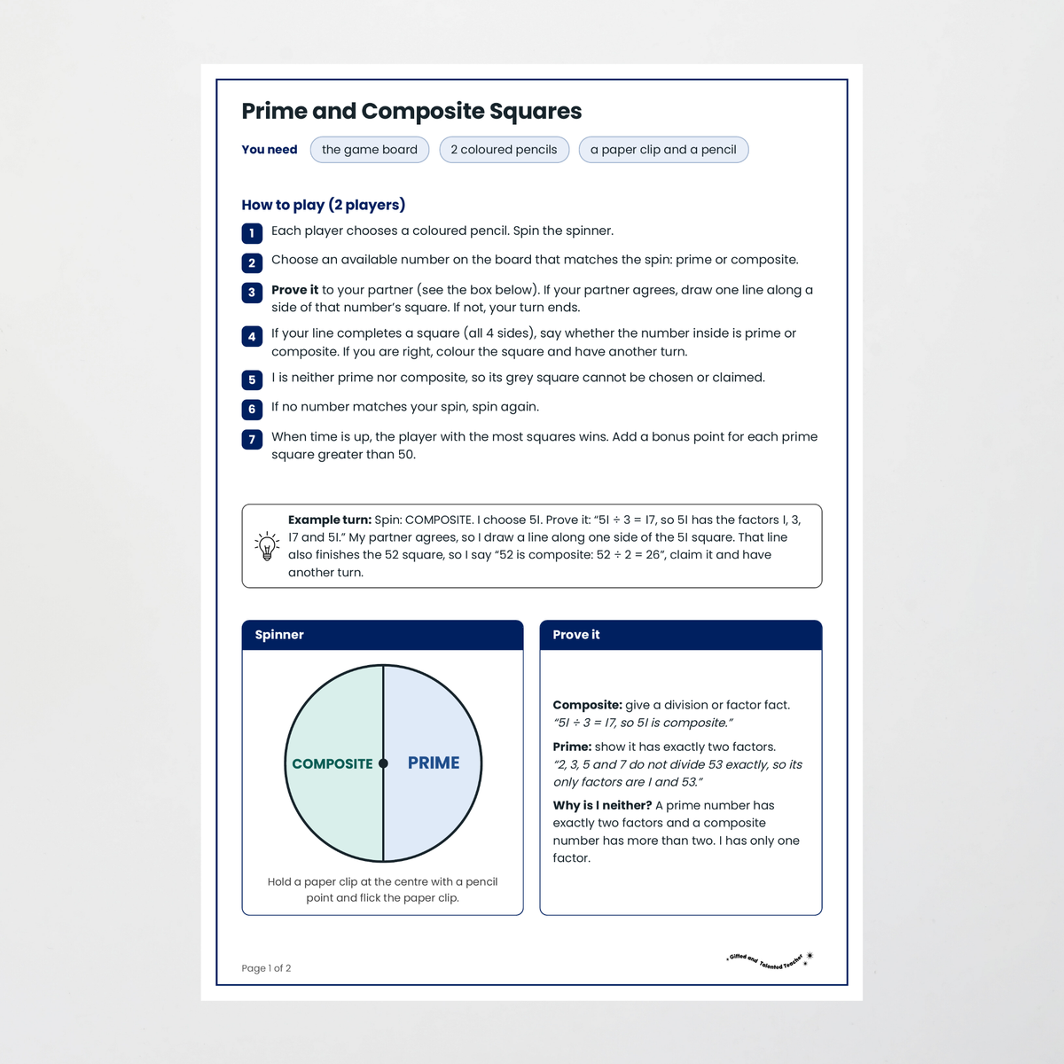 Hands-on activity – Prime and Composite Numbers
