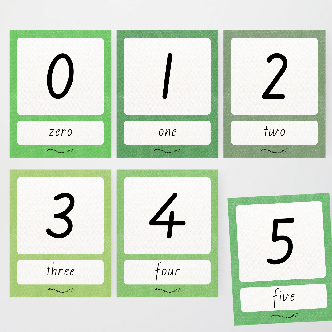 Number Posters Numerical Form and Word Form - Leafy Greens Classroom Decor - Teacher Resources & Classroom Decor